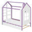 Lits jumeaux avec lit gigogne de rangement, bois de pin en MDF, chambre moderne blanche et violette-1401407281