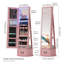 Armoire à bijoux avec miroir, lumières à DEL, tablettes de rangement rotatives et conception verrouillable-1216125772
