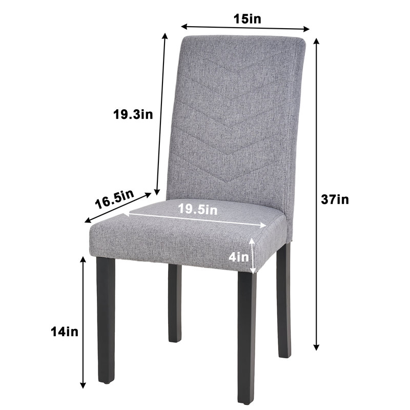 Trischa Fabric Dining Chair Set Of 6, Upholstered Parson Chair With Solid Wood Legs, Living Room Padded Chair Armless Side Chair With High Back For Home Kitchen