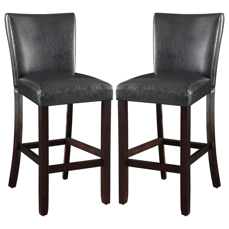 Faygah Upholstered Faux Leather Counter Stool with Solid Wood Frame