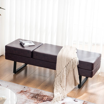 Spradley Waiting Room Bench, Guest Reception Bench, Faux Leather, 650 lbs Capacity
