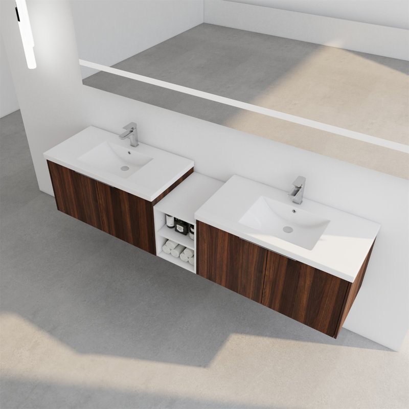 83 Meuble-lavabo double avec plateau 83