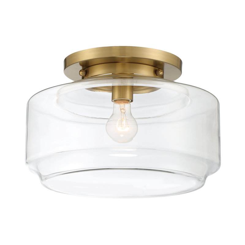 Plafonnier semi-encastré 1 lumière Peri, Laiton, H 9,13 po x l 14 po x P 14 po