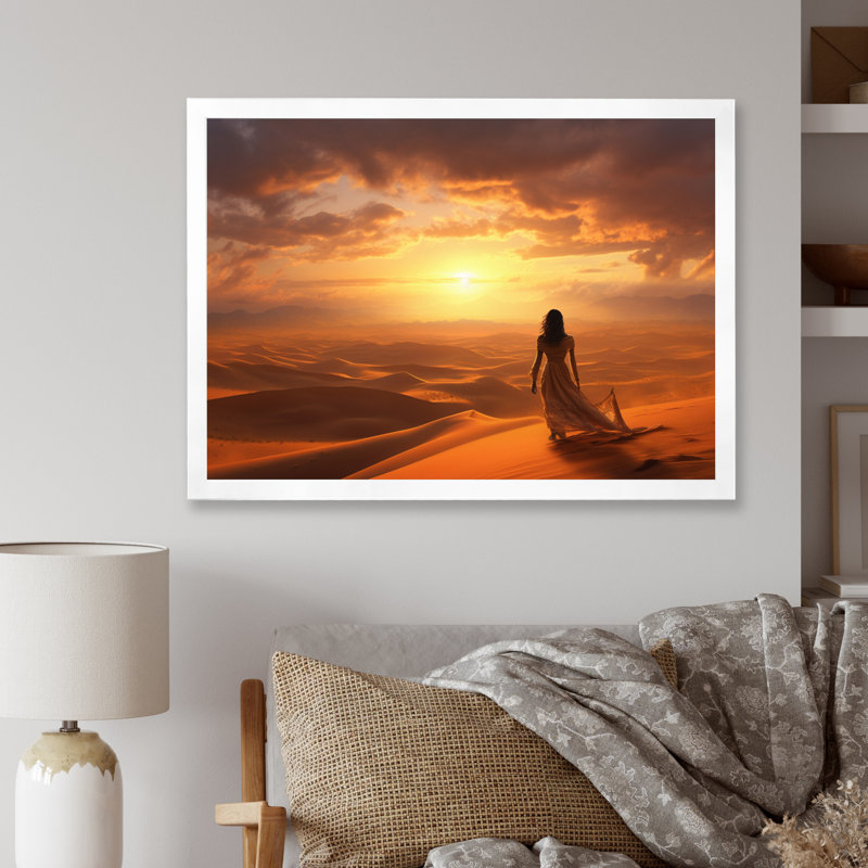 Désert Oasis I - Paysages, art mural, salon, H 30 po x l 40 po x P 1,5 po, Cadre simple blanc