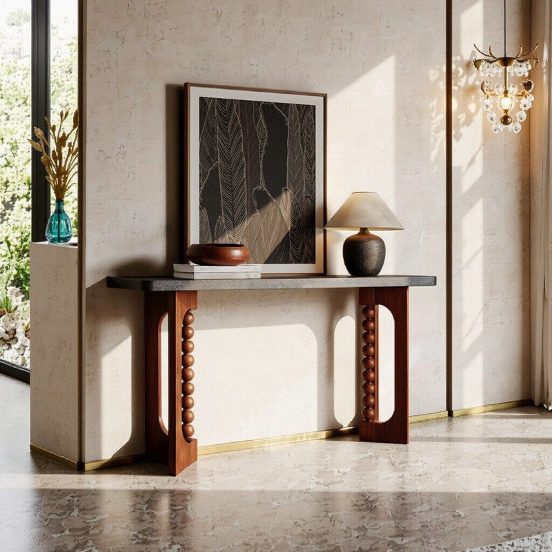Console en bois avec base sculpturale pour le salon et le couloir