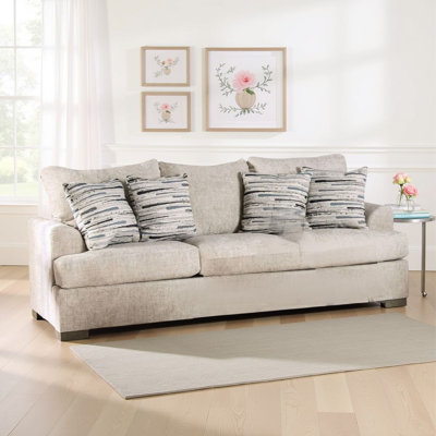 Lewis Sofa With 4 Accent Pillows, 92 Inch , Polyester