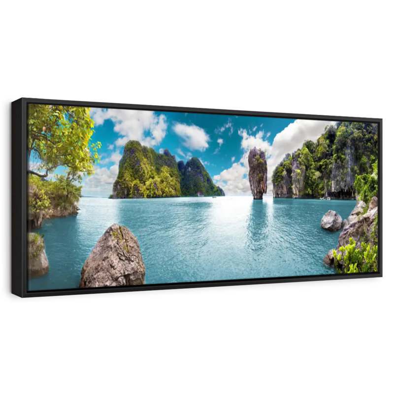 Iconic James Bond Island, Cadre flottant noir, 37 po x 13 po