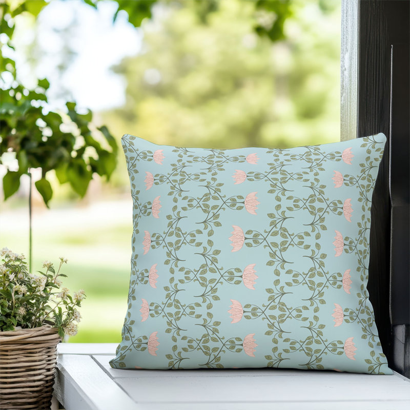 Coussin décoratif d'extérieur Anjelica, Carré 18 po, Bleu