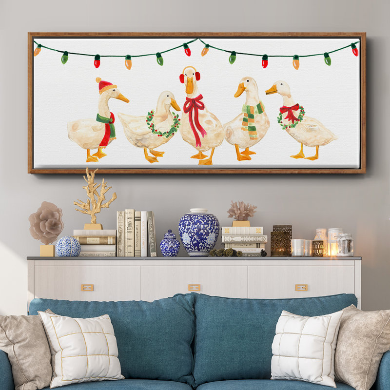 Merry Quackmas Collection D- Framed Canvas, 8" H x 20" W