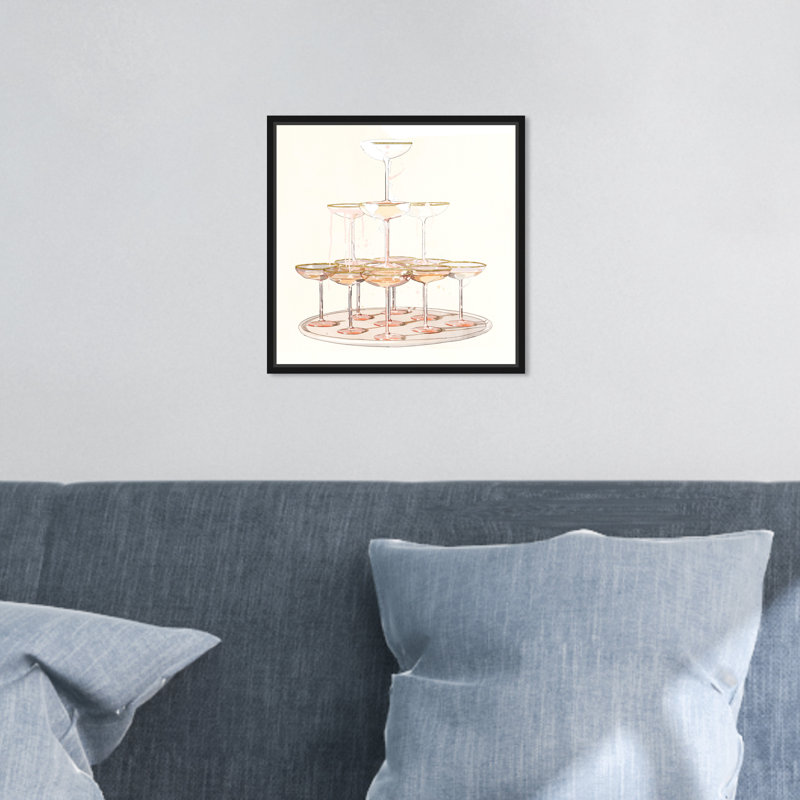 Drinks and Spirits Pour Them All Out, Glam Orange - impression sur toile, Toile encadrée noire, H 12 po x l 12 po