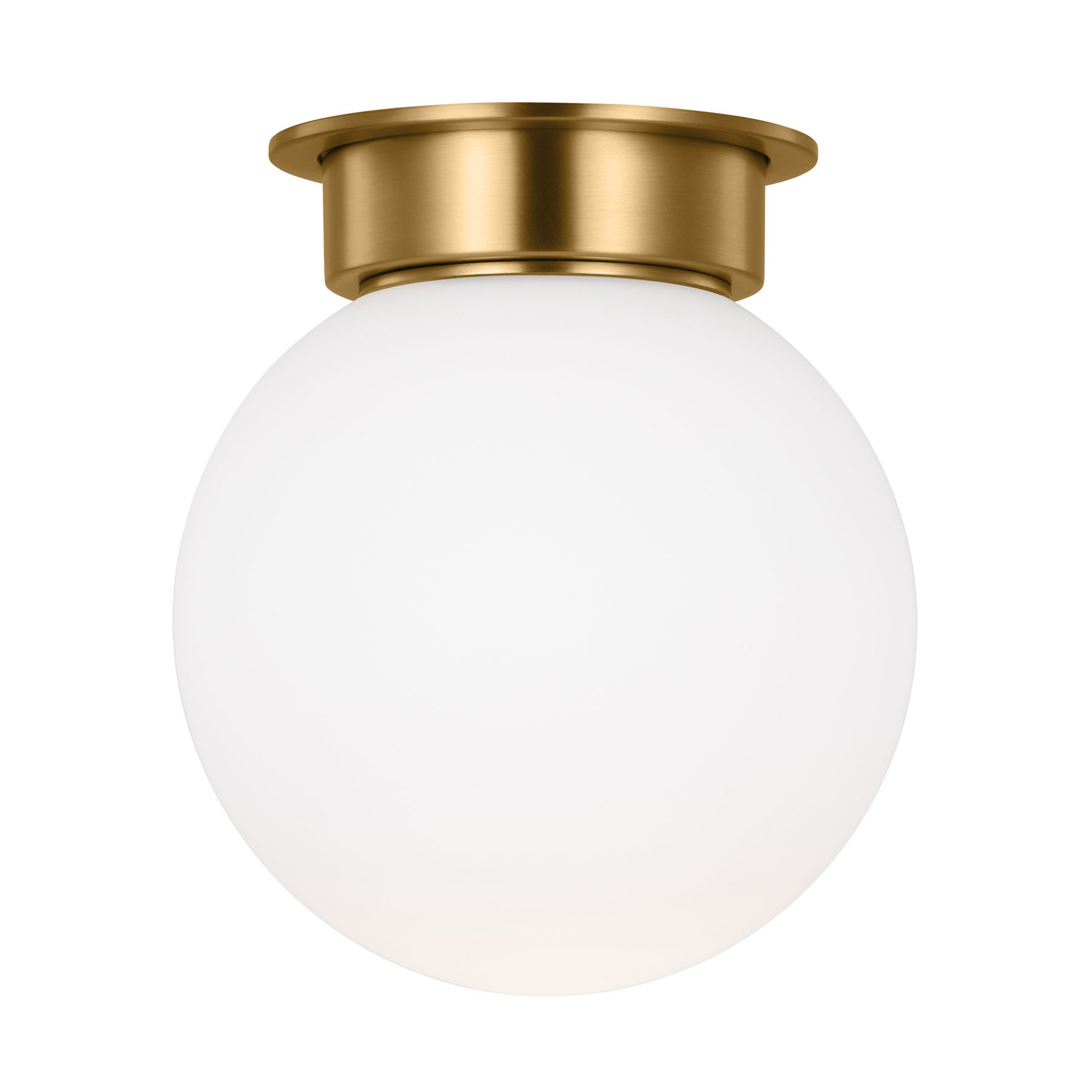 Single Light Glass Flush Mount, Burnished Brass