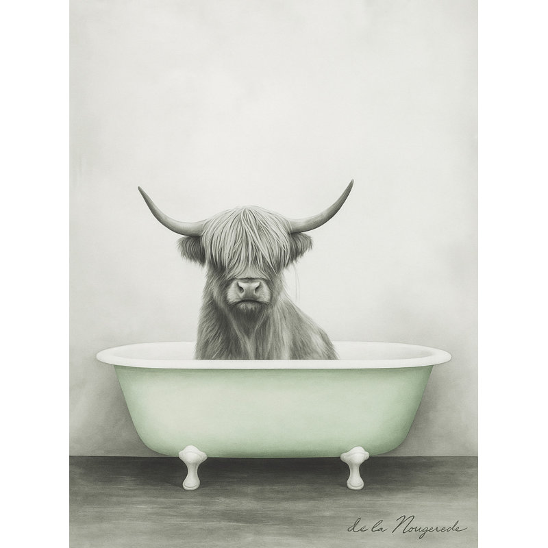 Art mural sur toile Minimal Moo - Highland Cow in Tub
