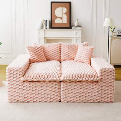Canapé de luxe luxueux en velours tortue rose - disposable en une rangée, côte à côte ou face à face, mobilier de salon élégant pour une décoration intérieure confortable