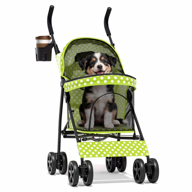 Pet Stoller Dog Cat Stoller Comfortable Lightweight Stroller With Adjustable Canopy, Green