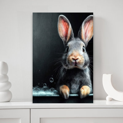 «Rabbit In Bathtube 3», art mural forêt contemporaine