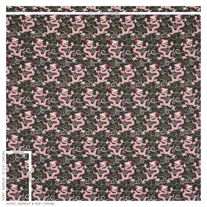 Bixi Dragon Fabric, Black/Gray