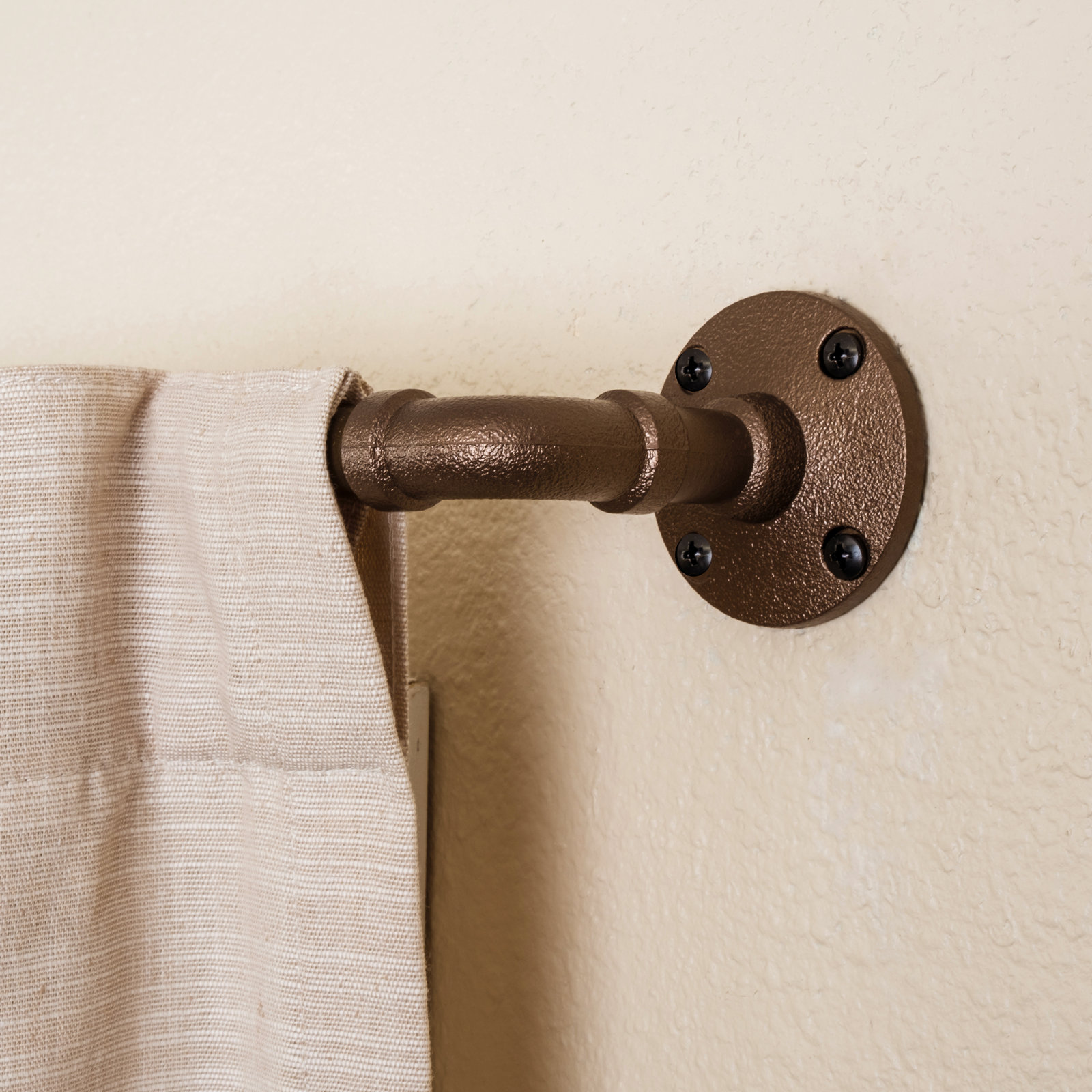Pryer Single Curtain Rod, 86" - 128", Dark Bronze
