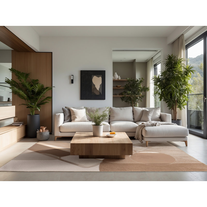 Tapis beige doux et moelleux élégant et chic Teterboro, Carré 3 pi