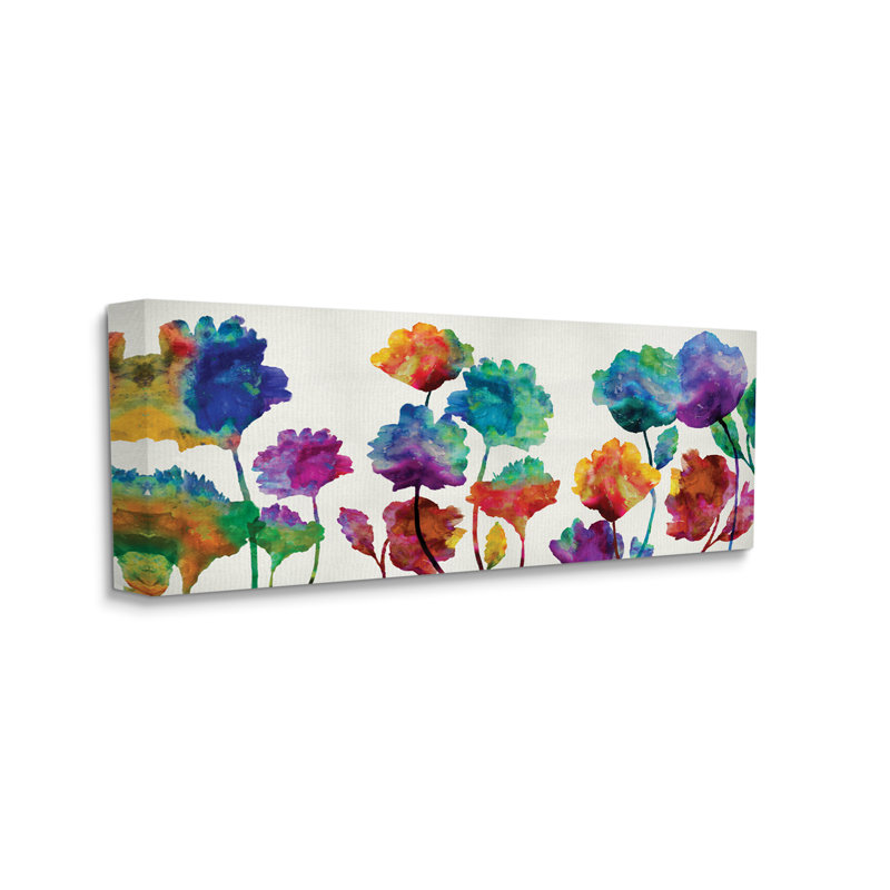 «Floral Abstraction Rainbow Pop» par Vanessa Austin - impression, Toile tendue, H 13 po x l 30 po x P 1,5 po
