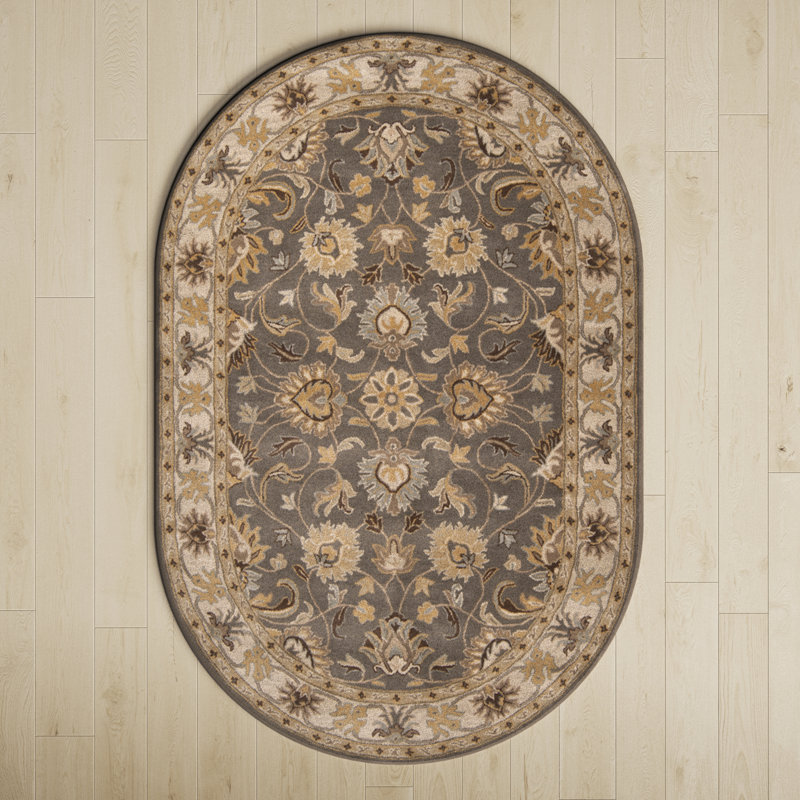 Arden Hand Tufted Wool Floral Indoor Rug, Oval 6' x 9'