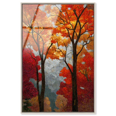 «Pixelated Pines II», reproduction d'art encadrée par Art Remedy, cadre argenté, 20 x 30