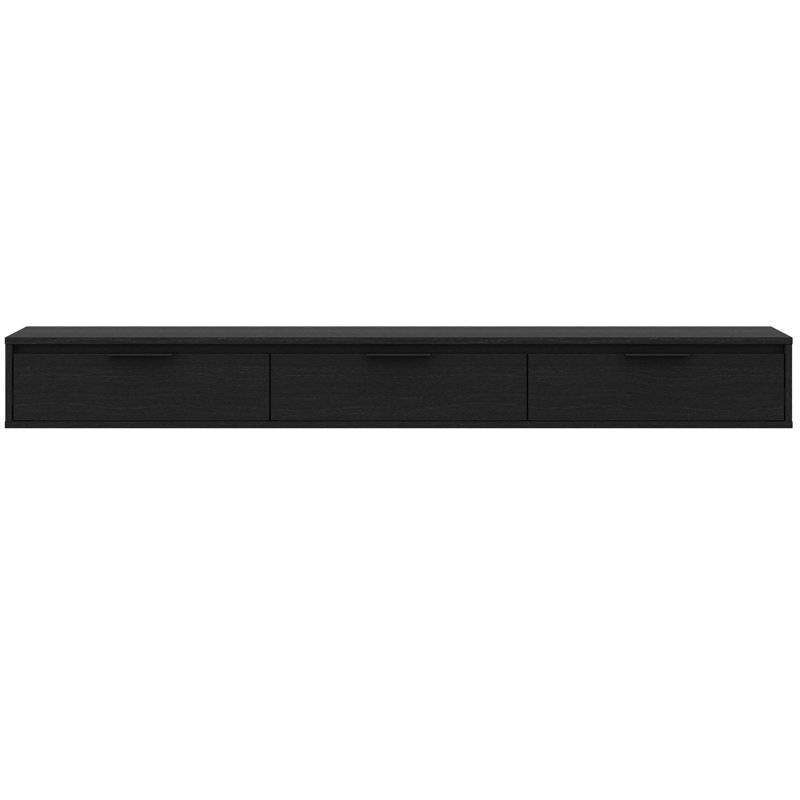 Slim Wall-Mounted 3-Door TV Stand with 3 Storage Cabinets Fits TVs up to 70", Black