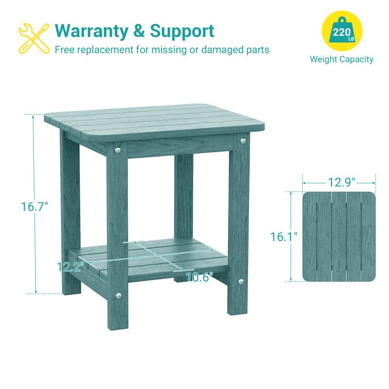 Table de bout d'extérieur en plastique / résine Adirondack, Bleu