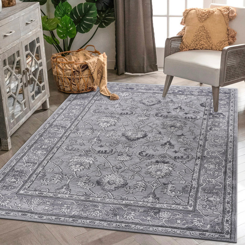 Tapis tissé et teinté gris 5X7