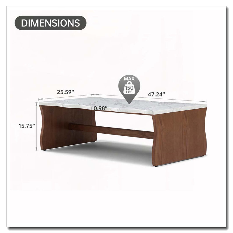 Table basse Living Room Waves, Noyer