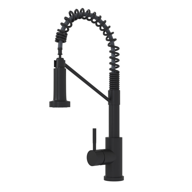 Matt Black Finish 19" Kitchen Faucet - Single Handle, Stainless Steel 304 For A Contemporary Bathroom Built With, Matte Black