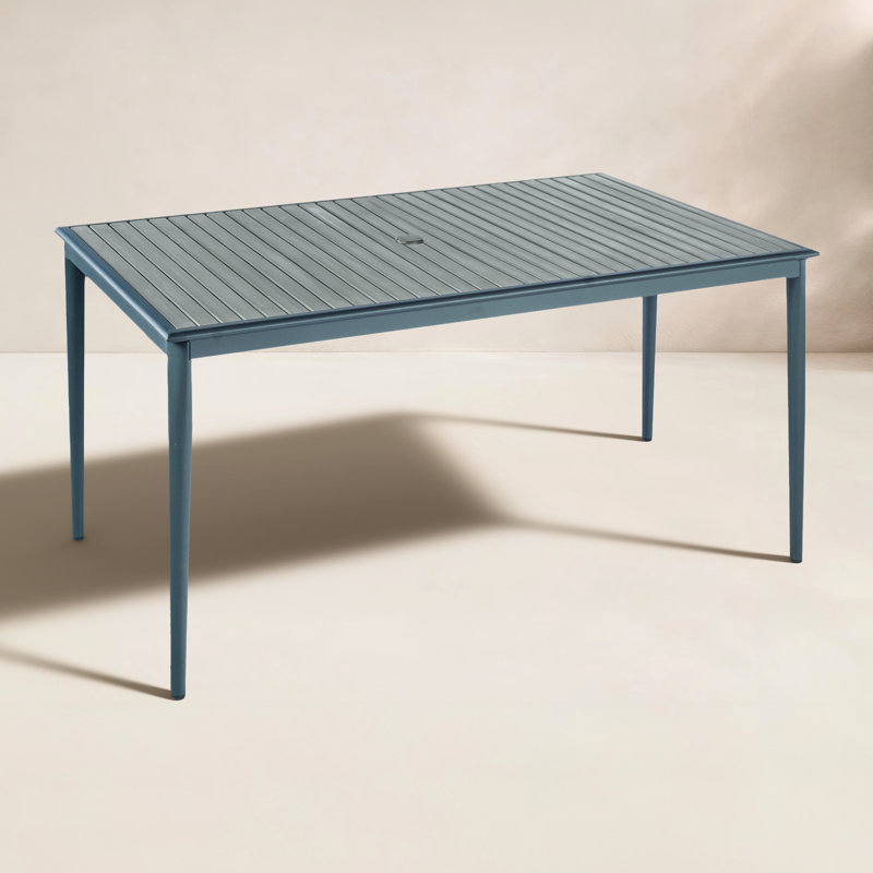 Oden Rectangular Composite Top Dining Table With Umbrella Hole, 36" W x 67" L x 29.25" H 