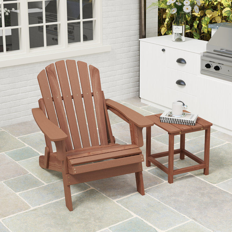 Chaise Adirondack pliante en bois surdimensionnée pour l'extérieur, Marron foncé