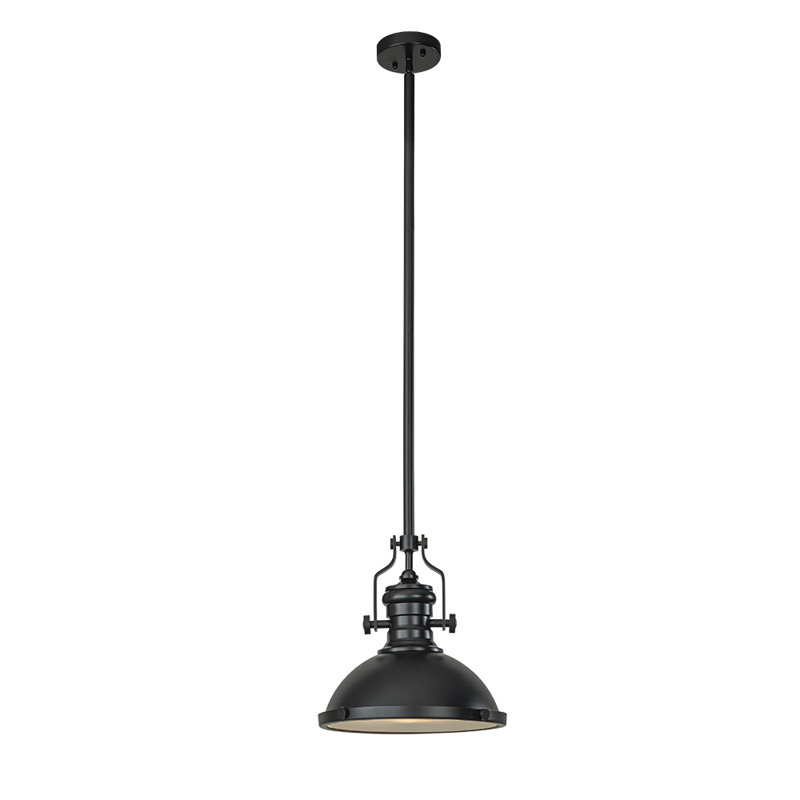 Luminaire suspendu en forme de dôme industriel 1 lumière 13 "à 1 lumière pour îlot de cuisine, Noir mat