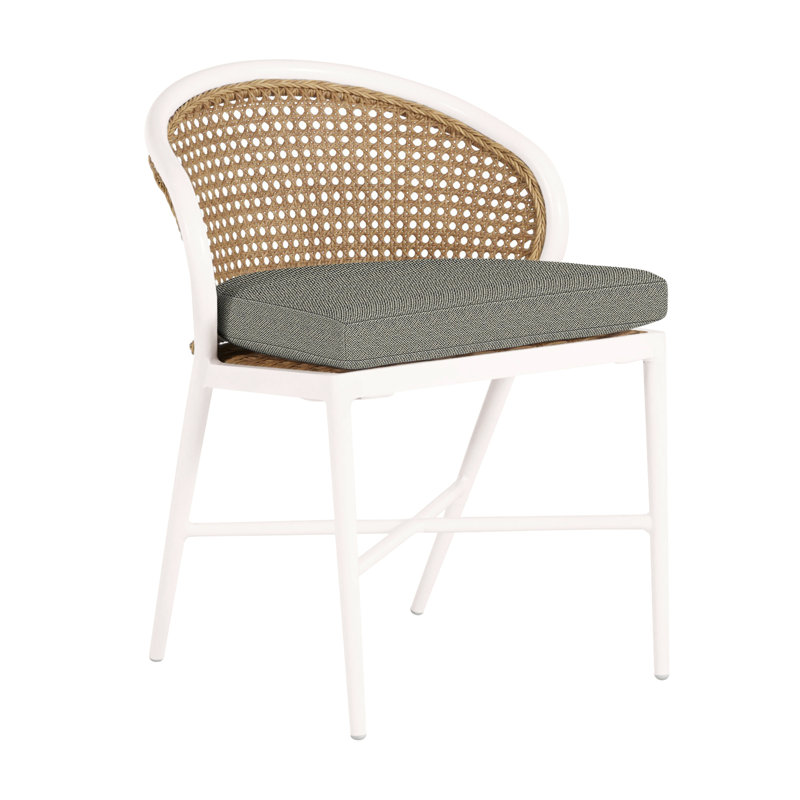 Havana Side Chair, No Welt, Chalk/Natural Cane, Rollo Lace