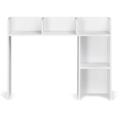 Étagère de bureau à 2 niveaux, rangement de bureau, 94,5 cm (L) x 24,1 cm (P) x 73,4 cm (H), tablette en bois avec pieds antidérapants, idéale pour la maison et les chambres d'étudiants, blanche.