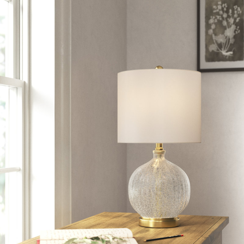 Lovell 23" Clear Glass and Gold Table Lamp with White Shade