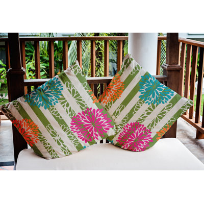 Floral Outdoor Reversible Throw Pillow
