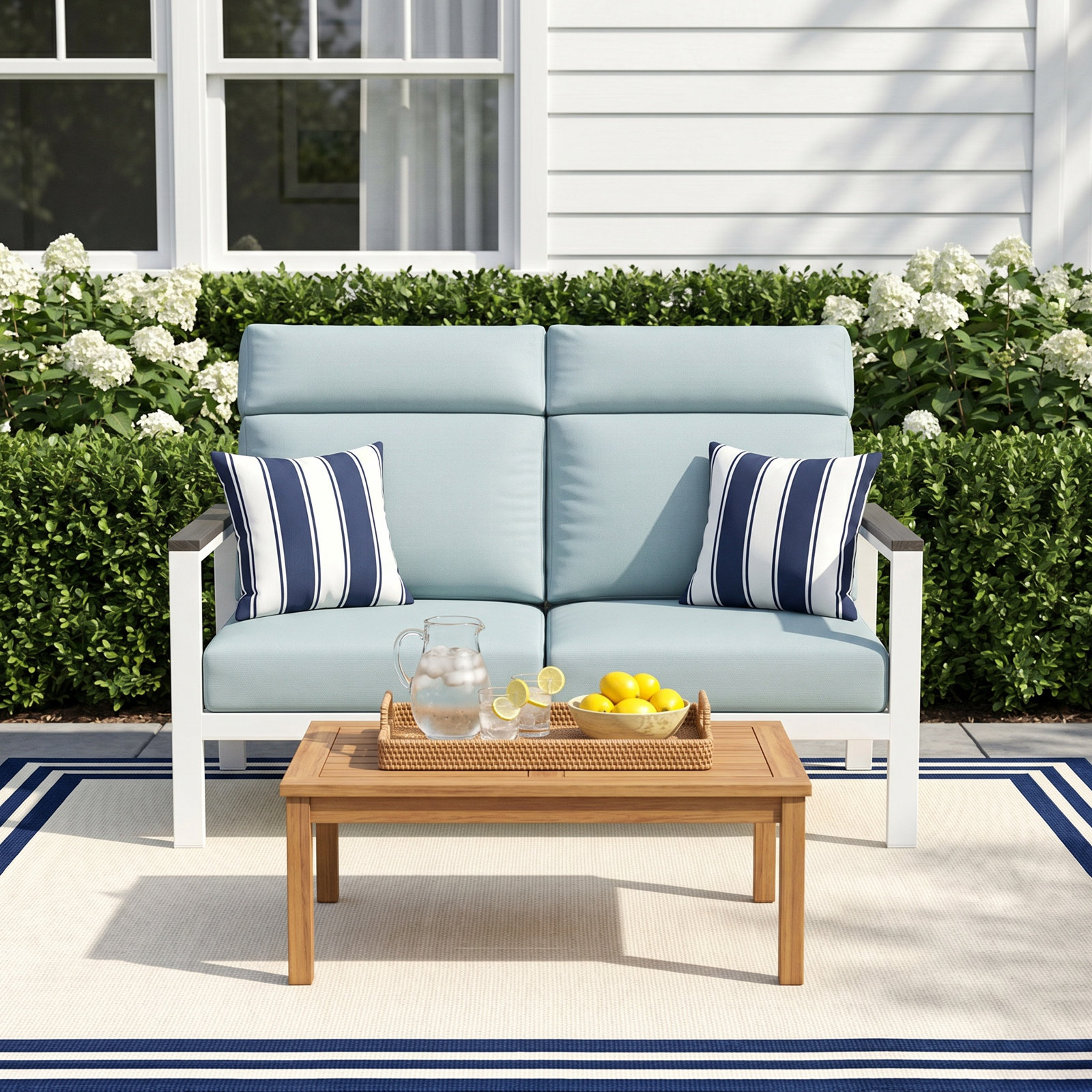 Townsend 55" Sunbrella® Patio Loveseat, Gray, Bliss Dew