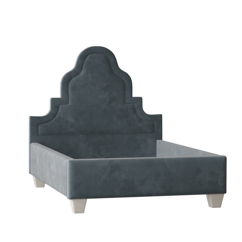 Meela Upholstered Bed, Full, Tess Surf, Antique White