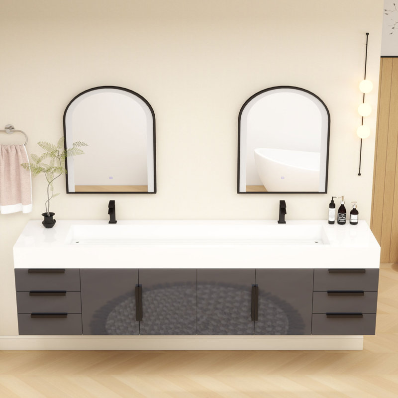 Ensemble de meuble-lavabo simple 84 po 84 po, Gris brillant