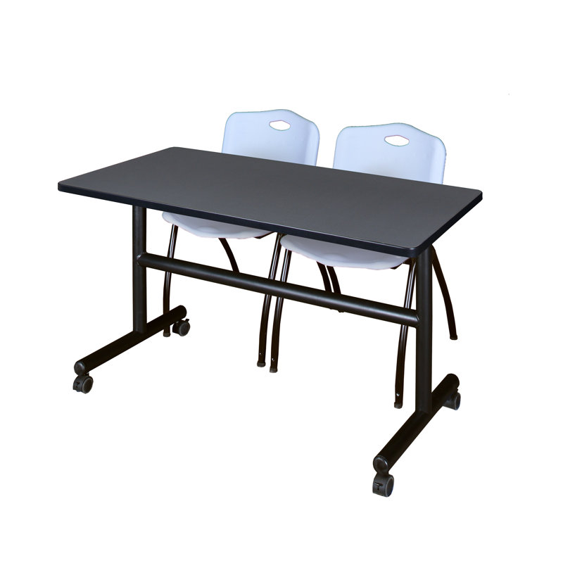 Table de nidification Nickls, 2 chaises empilables, H 29 po x l 48 po x P 24 po, Gris / Gris