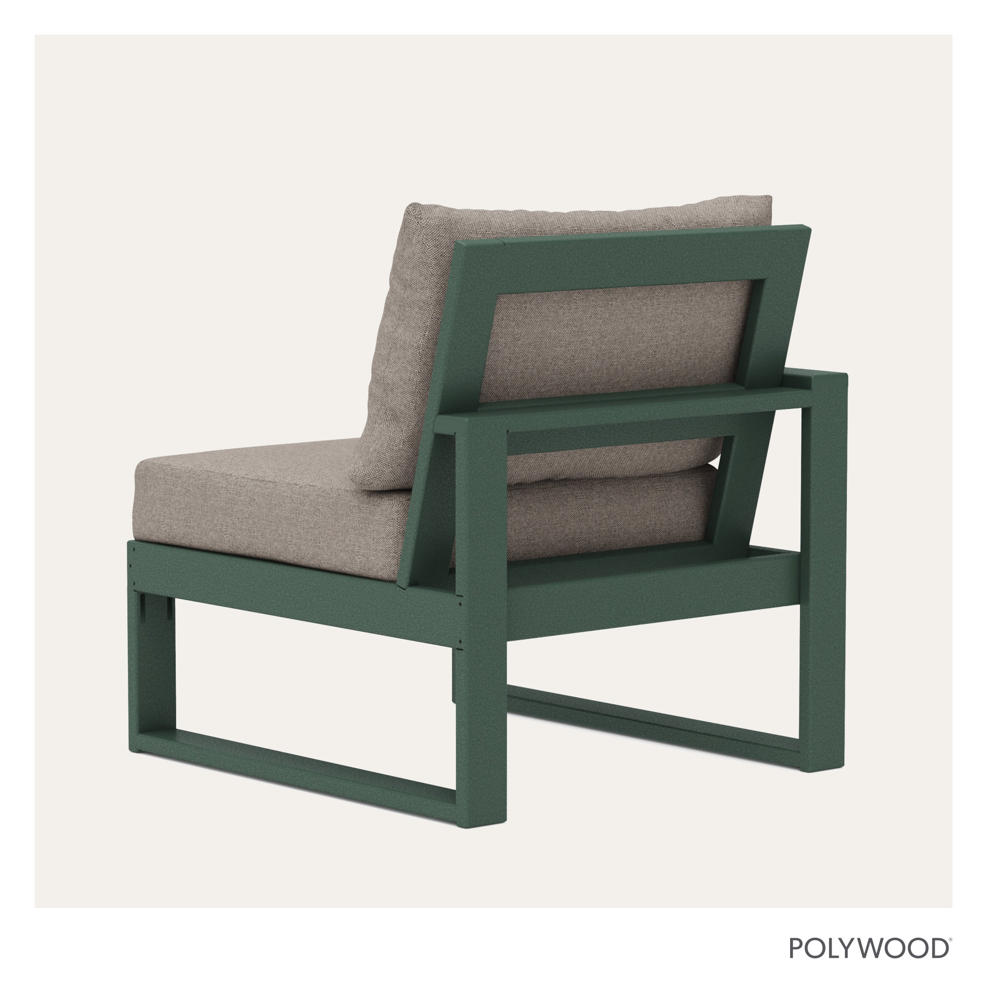 POLYWOOD Outdoor Lounge Chair, Green, Weathered Tweed