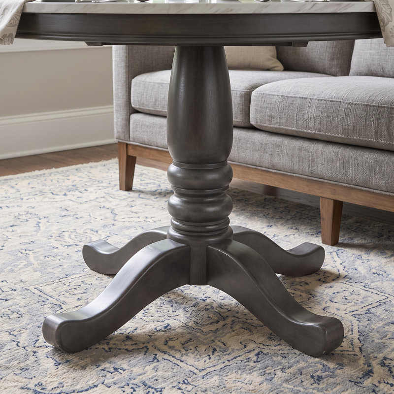 Table de salle à manger ronde moderne en bois massif gris, panneau de fibres à densité moyenne, pour la cuisine, assemblage facile