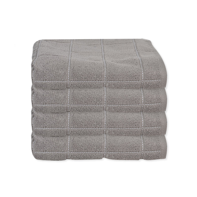 Ensemble de 4 serviettes 100% coton Amaarah, Gris, Hand Towels - 4 Pack