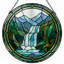 Panneau de vitrail de montagne 7,8 "H Waterfall-447084188