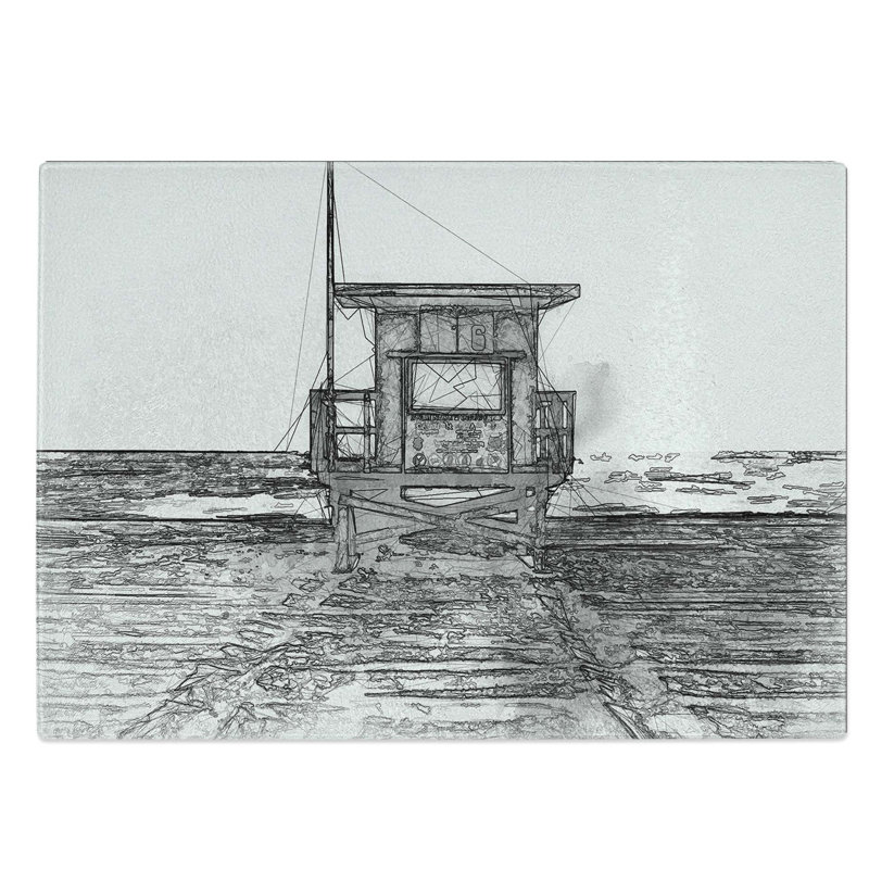 Glass Lifeguard Station Upon The Beach in Abstract Chopping Board, 39 cm W x 28.5 cm L