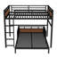 Lit superposé double au-dessus de double TG / lit mezzanine en métal, lits superposés séparables, avec barrière de sécurité surélevée, couleur noyer-474767982