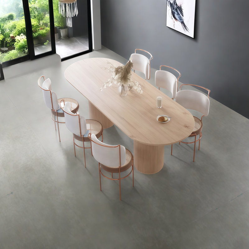 Table de salle à manger ovale en bois massif Burlywood, H 29,5 po x L 63 po x l 27,6 po
