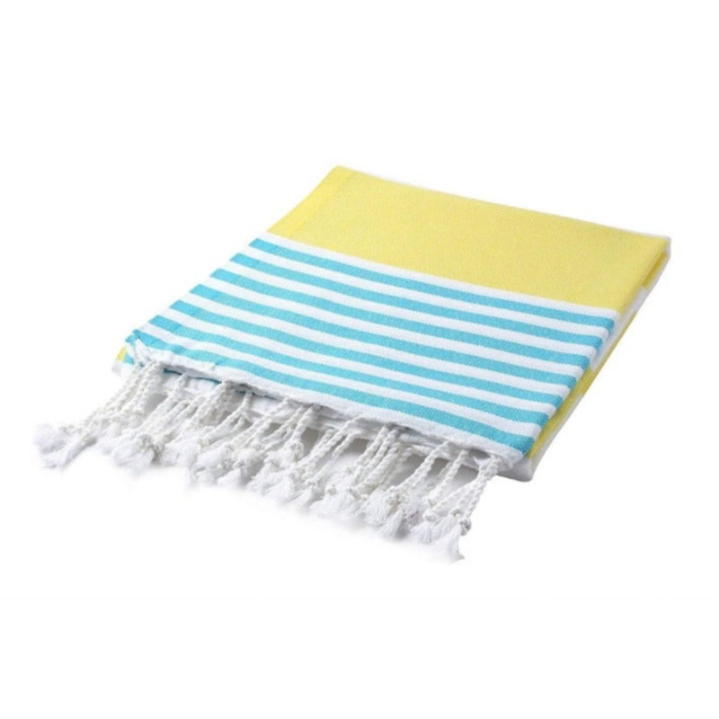 Serviette de plage Mahika, Turquoise / jaune