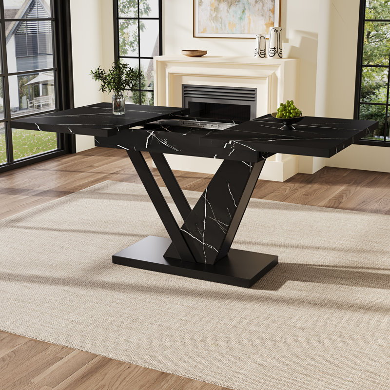 Extendable Metal Base Dining Table